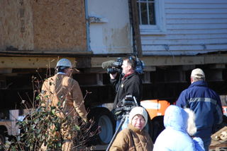 Fox 8 Cameraman in front of Nissen House Fox 8 Cameraman in front of Nissen House